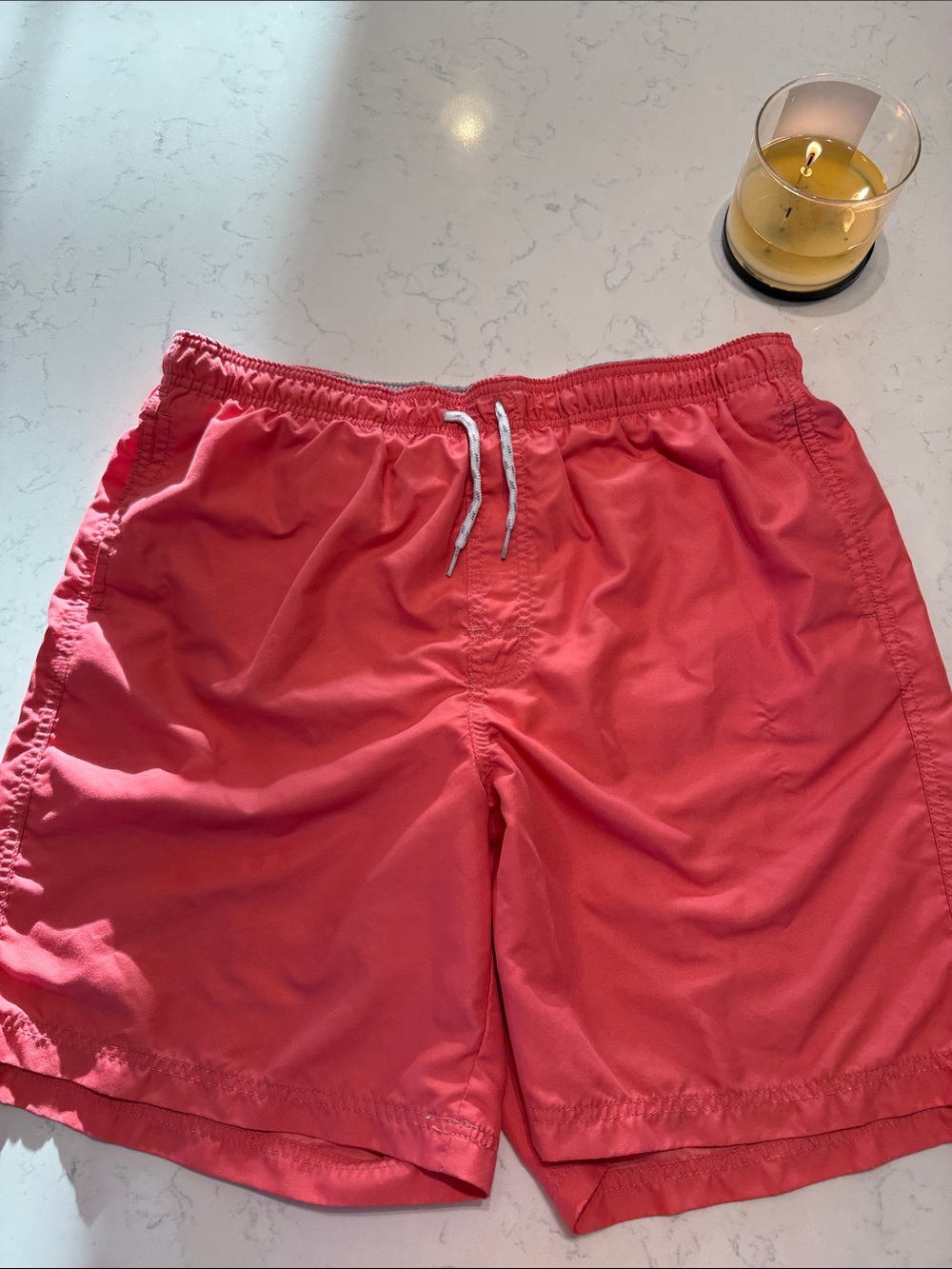 croft & barrow Coral-Red Swim Trunks with White Drawstring